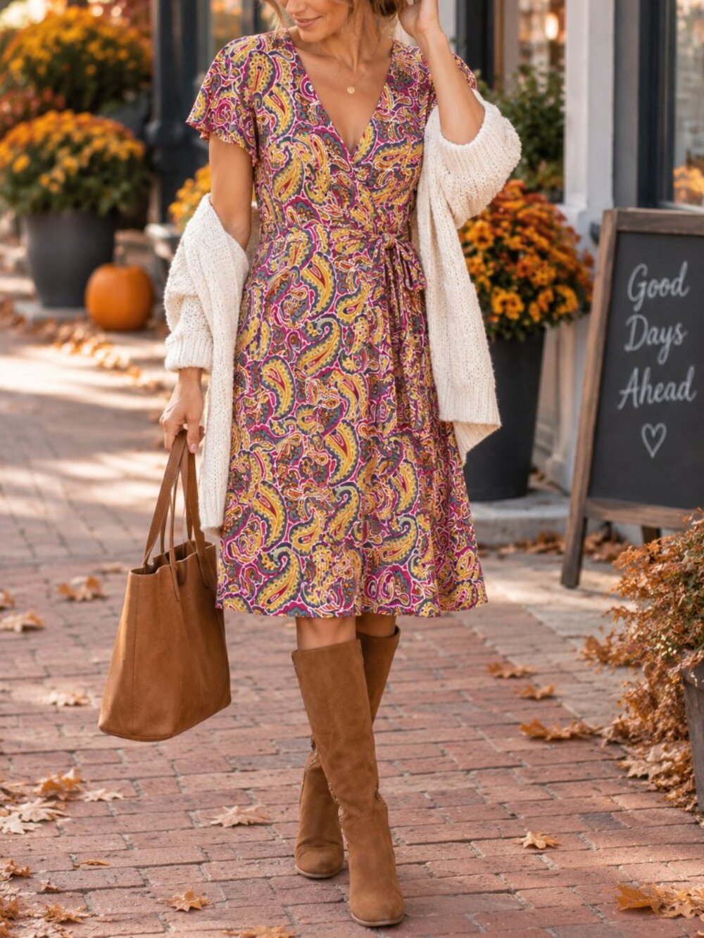 Boden Evangeline Paisley Faux Wrap Dress 12P Boho Jersey Pockets
